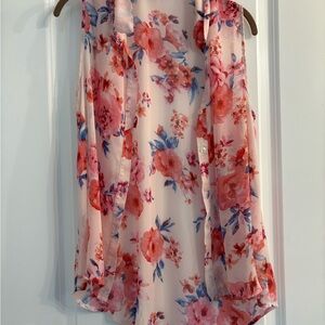 Forever 21 Floral Tank Top - Pink and Blue